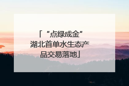 “点绿成金” 湖北首单水生态产品交易落地