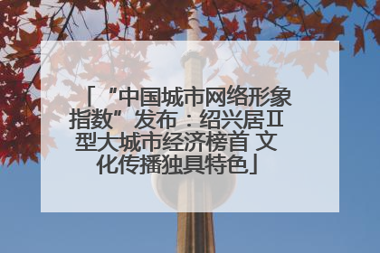 “中国城市网络形象指数”发布：绍兴居Ⅱ型大城市经济榜首 文化传播独具特色