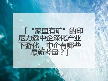 “家里有矿”的印尼力邀中企深化产业下游化，中企有哪些最新考量？