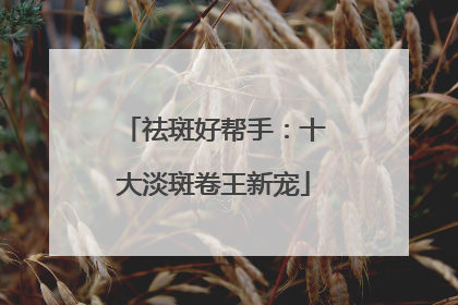 祛斑好帮手：十大淡斑卷王新宠