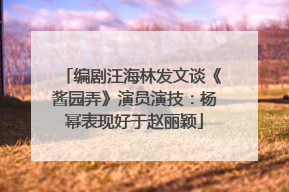 编剧汪海林发文谈《酱园弄》演员演技：杨幂表现好于赵丽颖