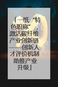 一纸“特色职称”，激活碳纤维产业创新链——创新人才评价机制 助推产业升级
