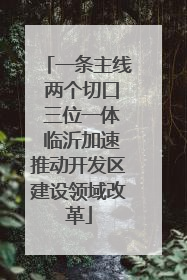 一条主线 两个切口 三位一体 临沂加速推动开发区建设领域改革