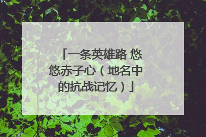 一条英雄路 悠悠赤子心（地名中的抗战记忆）