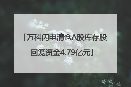 万科闪电清仓A股库存股 回笼资金4.79亿元