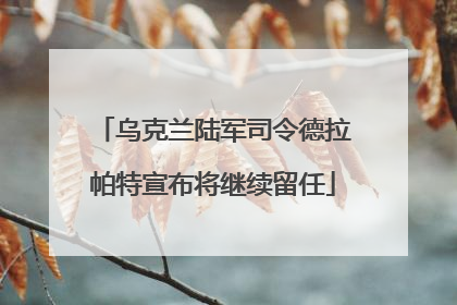 乌克兰陆军司令德拉帕特宣布将继续留任