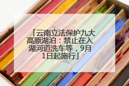云南立法保护九大高原湖泊：禁止在入湖河道洗车等，9月1日起施行