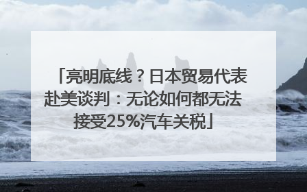亮明底线？日本贸易代表赴美谈判：无论如何都无法接受25%汽车关税