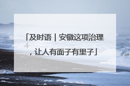 及时语｜安徽这项治理，让人有面子有里子