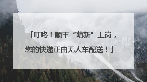 叮咚！顺丰“萌新”上岗，您的快递正由无人车配送！