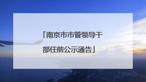 南京市市管领导干部任前公示通告