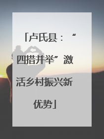 卢氏县：“四措并举”激活乡村振兴新优势