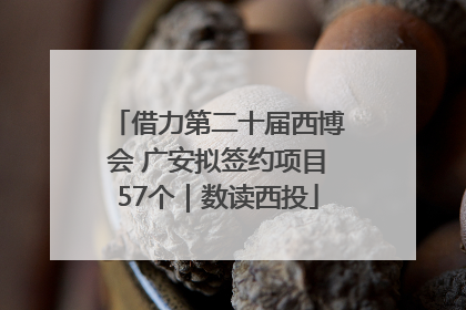 借力第二十届西博会 广安拟签约项目57个｜数读西投