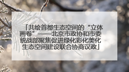 共绘首都生态空间的“立体画卷”——北京市政协和市委统战部聚焦促进绿化彩化美化生态空间建设联合协商议政