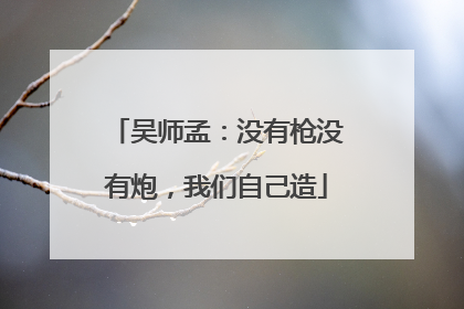 吴师孟：没有枪没有炮，我们自己造