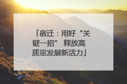 宿迁：用好“关键一招” 释放高质量发展新活力