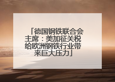 德国钢铁联合会主席：美加征关税给欧洲钢铁行业带来巨大压力
