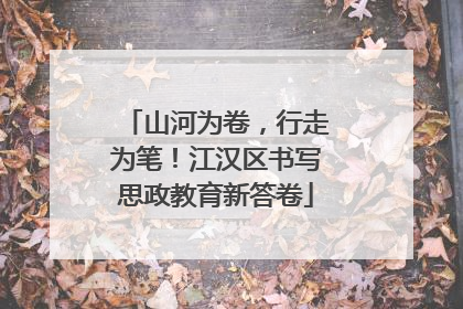 山河为卷，行走为笔！江汉区书写思政教育新答卷