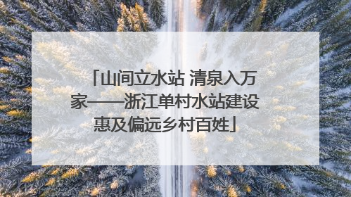 山间立水站 清泉入万家——浙江单村水站建设惠及偏远乡村百姓