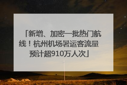 新增、加密一批热门航线！杭州机场暑运客流量预计超910万人次