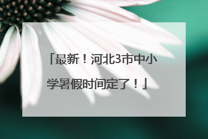 最新！河北3市中小学暑假时间定了！