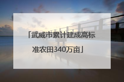 武威市累计建成高标准农田340万亩
