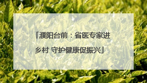 濮阳台前：省医专家进乡村 守护健康促振兴