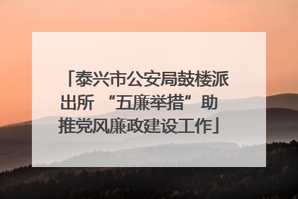 泰兴市公安局鼓楼派出所 “五廉举措”助推党风廉政建设工作