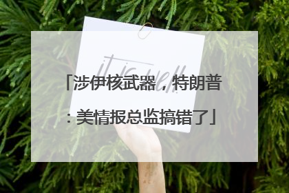 涉伊核武器，特朗普：美情报总监搞错了