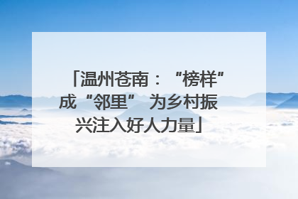 温州苍南：“榜样”成“邻里” 为乡村振兴注入好人力量