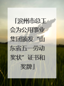 滨州市总工会为公用事业集团颁发“山东省五一劳动奖状”证书和奖牌