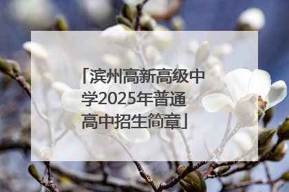 滨州高新高级中学2025年普通高中招生简章