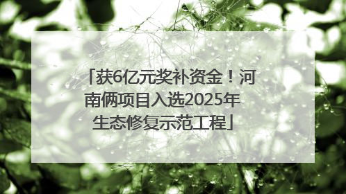 获6亿元奖补资金！河南俩项目入选2025年生态修复示范工程