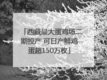 西藏最大蛋鸡场二期投产 可日产鲜鸡蛋超150万枚