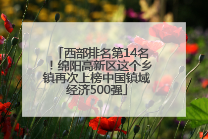西部排名第14名！绵阳高新区这个乡镇再次上榜中国镇域经济500强
