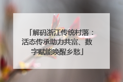 解码浙江传统村落：活态传承助力共富、数字赋能唤醒乡愁