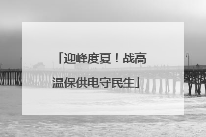 迎峰度夏！战高温保供电守民生