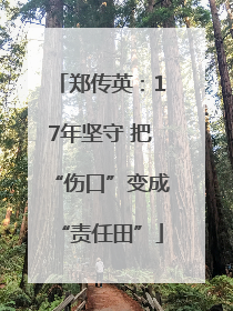 郑传英：17年坚守 把“伤口”变成“责任田”