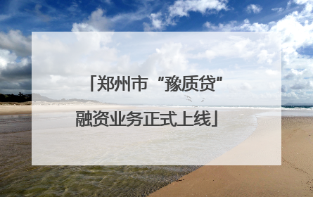 郑州市“豫质贷”融资业务正式上线