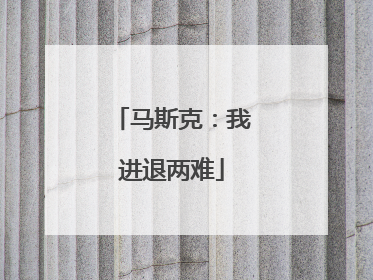 马斯克：我进退两难