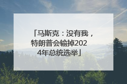 马斯克：没有我，特朗普会输掉2024年总统选举