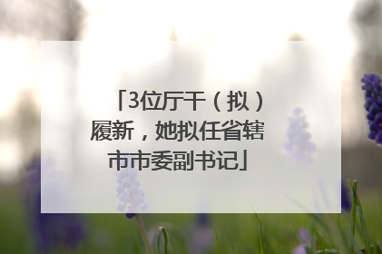 3位厅干（拟）履新，她拟任省辖市市委副书记