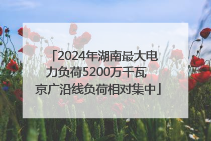 2024年湖南最大电力负荷5200万千瓦 京广沿线负荷相对集中